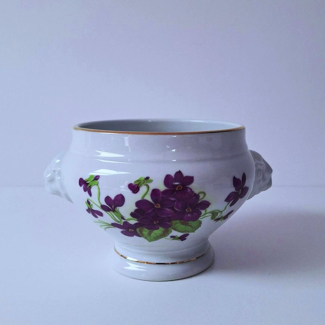 Porcelanowa osłonka z fiołkami Bareuther Waldsassen