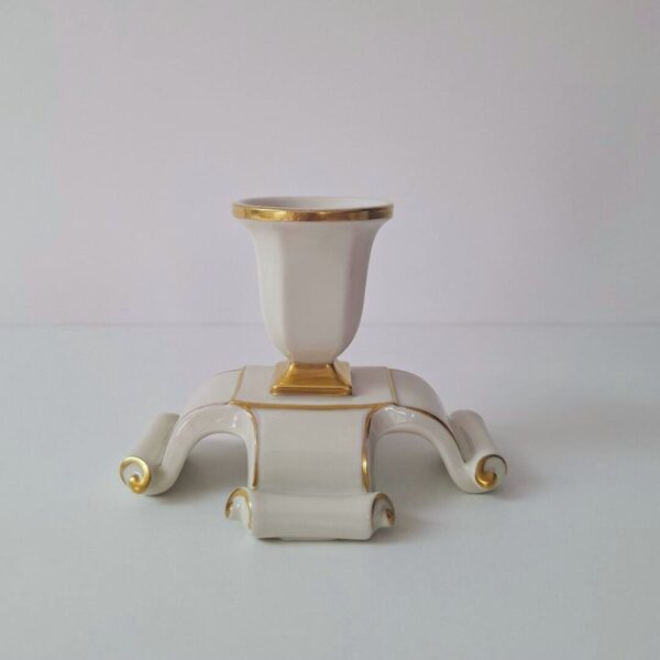 Świecznik Art Deco Eschenbach Porcelana i Złoto - Vintage