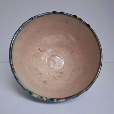 Ręcznie Robiona Misa Ceramiczna Z Niebieskim Motywem