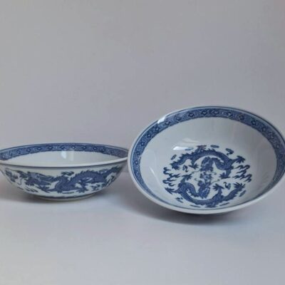 Zestaw 2 chińskich miseczek porcelanowych - motyw smoka