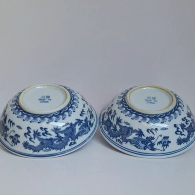 Zestaw 2 chińskich miseczek porcelanowych - motyw smoka