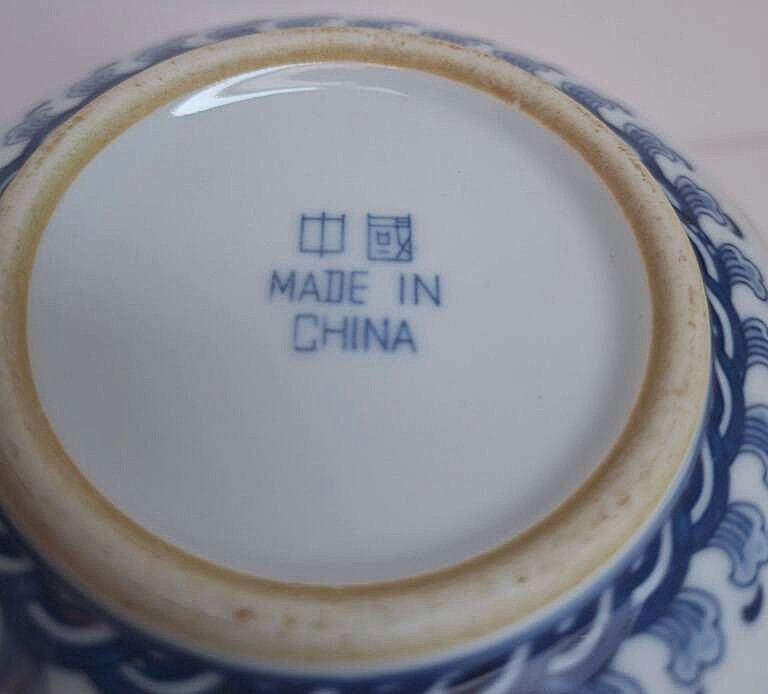 Zestaw 2 chińskich miseczek porcelanowych - motyw smoka