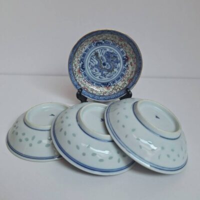 Zestaw 4 mini talerzyków / spodków – Chińska porcelana ryżowa