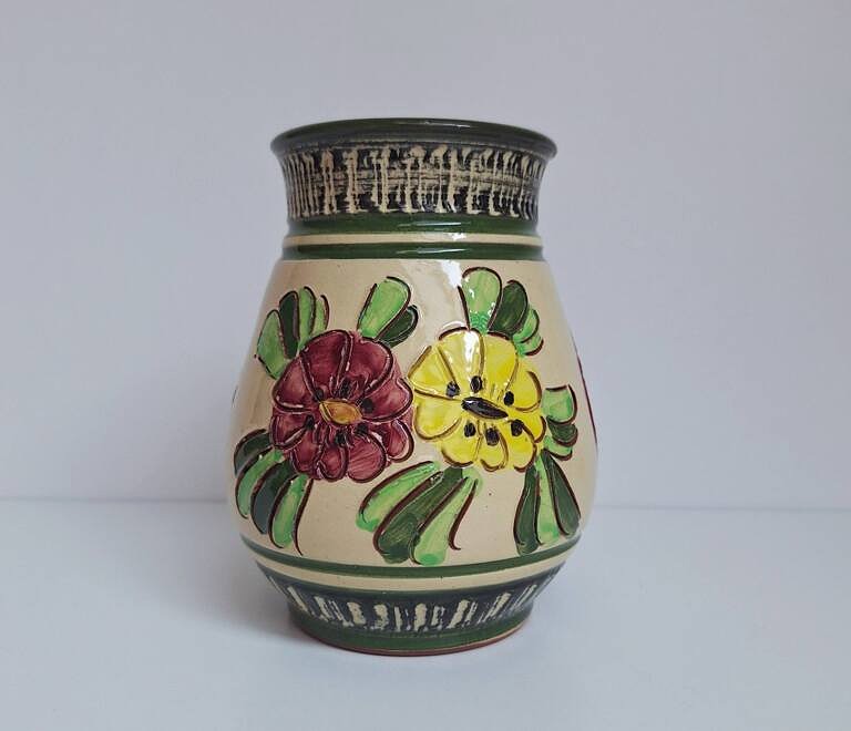 Wazon Ceramiczny Steuler – Vintage Lata 70. – Ręcznie Malowany