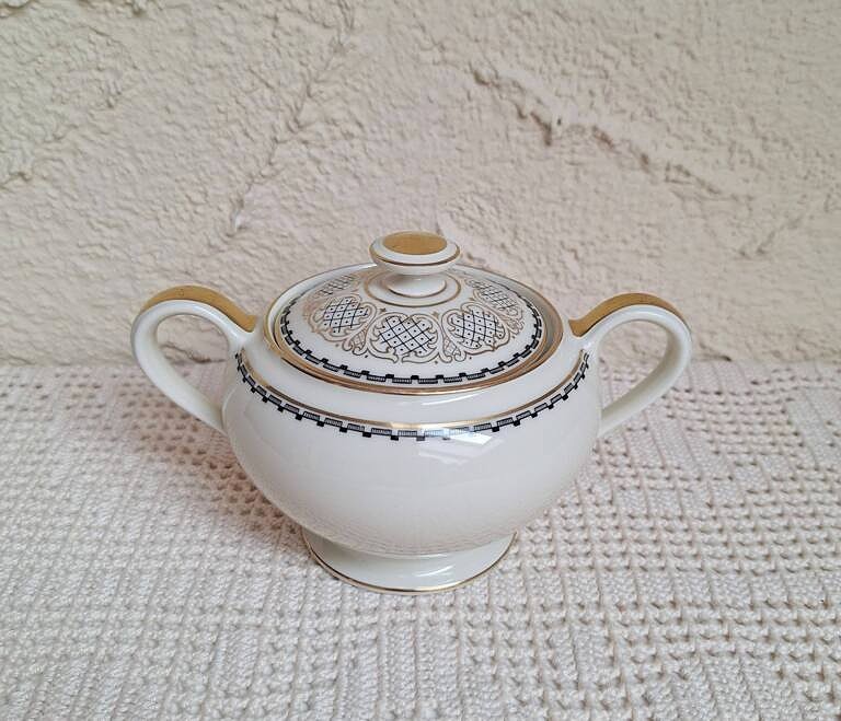 Cukiernica Thomas Rosenthal lata 50. Vintage Ecru Złoto