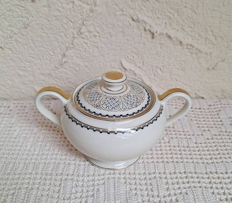 Cukiernica Thomas Rosenthal lata 50. Vintage Ecru Złoto