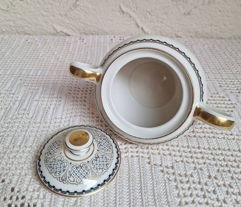 Cukiernica Thomas Rosenthal lata 50. Vintage Ecru Złoto
