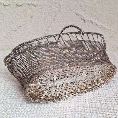 Srebrny koszyk na wino Vintage – Posrebrzana kołyska na butelkę
