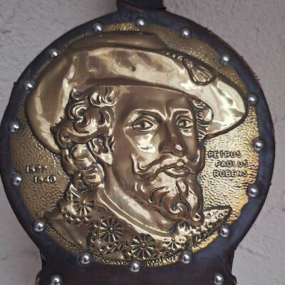 Zabytkowy miech kominkowy Rubens - Mosiądz i Skóra