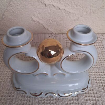 Kultowy Świecznik Dwuramienny Spechtsbrunn Porcelana Lata 60