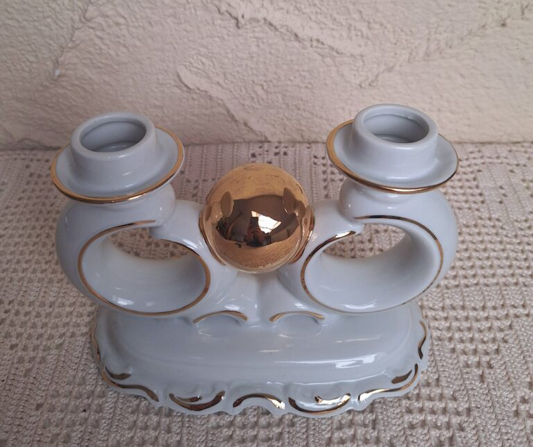 Kultowy Świecznik Dwuramienny Spechtsbrunn Porcelana Lata 60