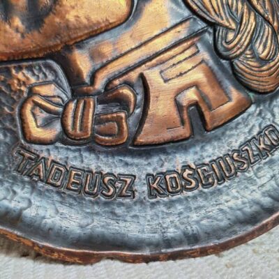 Miedziana Plakieta Płaskorzeźba Tadeusz Kościuszko - PRL