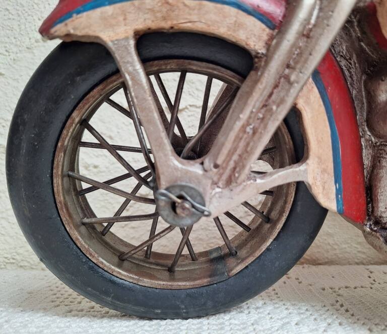 Duża Figurka Retro - Motocyklista na Motocyklu Harley-Davidson